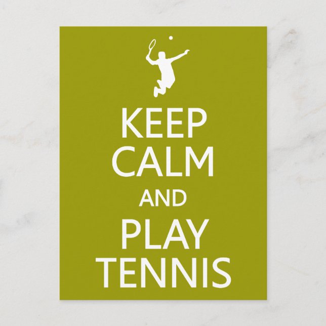 Keep Calm & Play Tennis custom color postcard (Front)