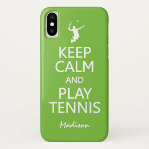 Keep Calm & Play Tennis custom name & color cases