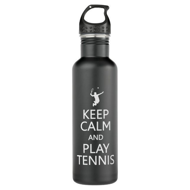 Keep Calm & Play Tennis custom Water Bottle (Front)