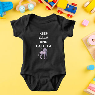 Keep Calm & Purple Unicorn Baby Dark Bodysuit