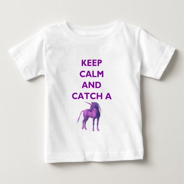 Keep Calm, Purple Unicorn Baby Fine Jersey T-Shirt (Front)