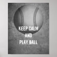 keep calm quote poster baseball gray and white