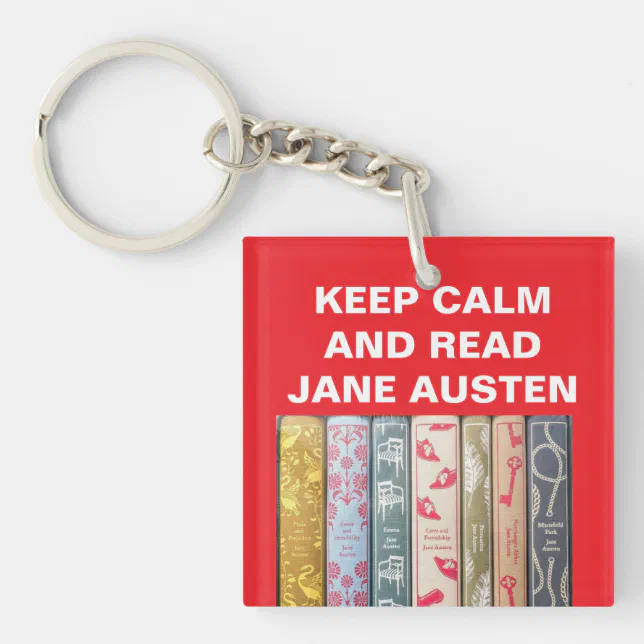 Jane Keychain Keep Calm, Read Jane Austen Keychain | Zazzle