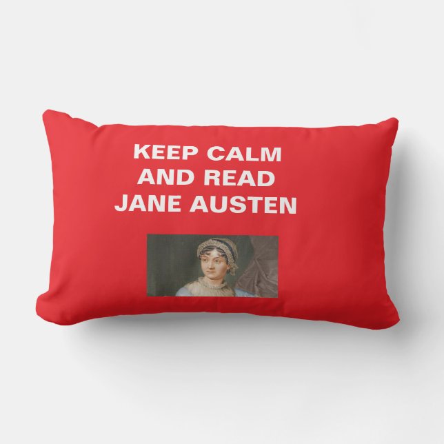 Keep Calm, Read Jane Austen Keychain Lumbar Pillow (Front)