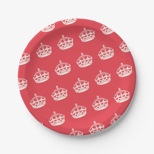 Keep Calm Red Crown Birthday Party Paper Plates