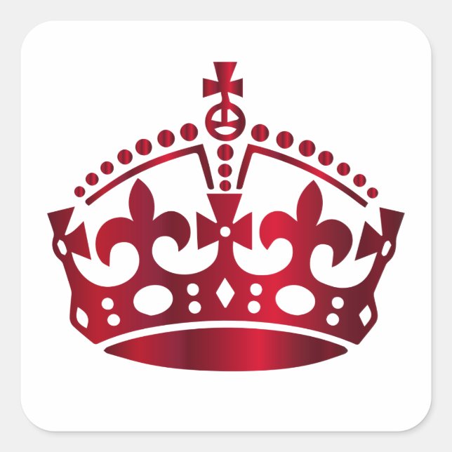 Keep Calm Red Crown - Change background Square Sticker (Front)
