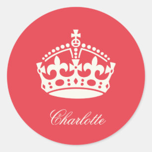 Keep Calm Red Crown Logo Party Favor Sticker