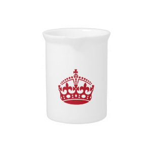 Keep calm red victory crown beverage pitcher