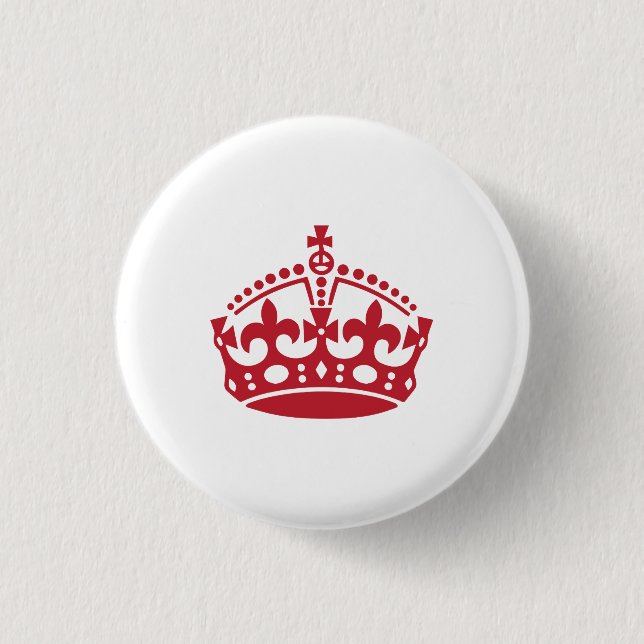 Keep calm red victory crown button (Front)