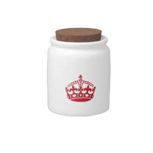 Keep calm red victory crown candy jar