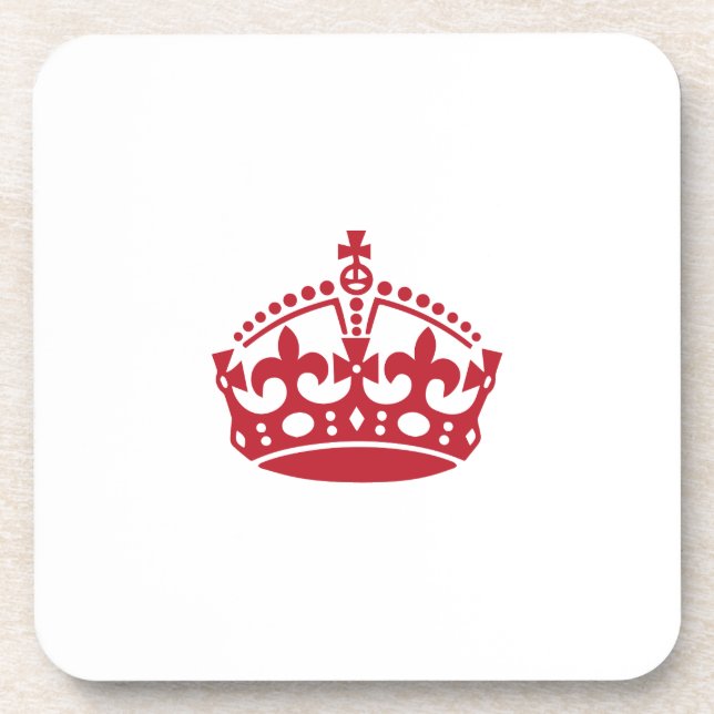 Keep calm red victory crown drink coaster (Front)