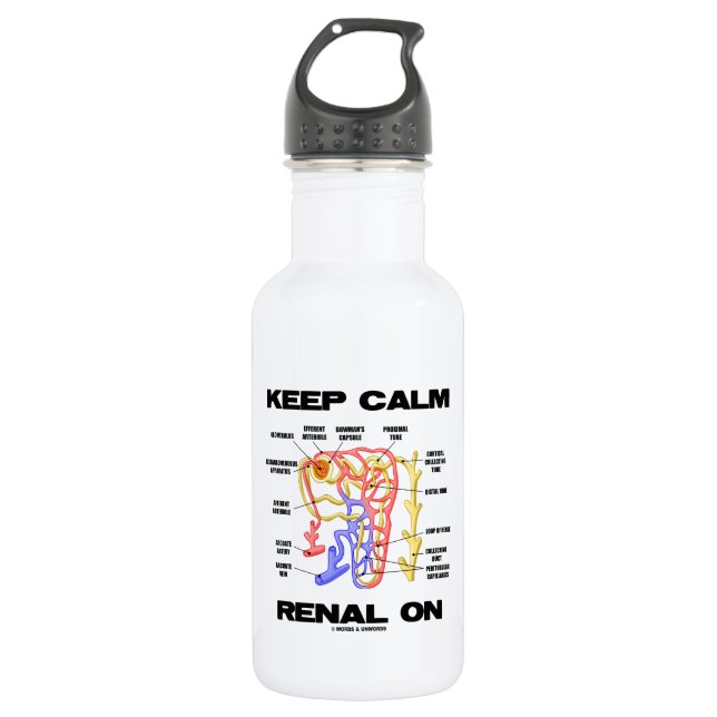 Keep Calm Renal On (Kidney Nephron) Stainless Steel Water Bottle (Front)