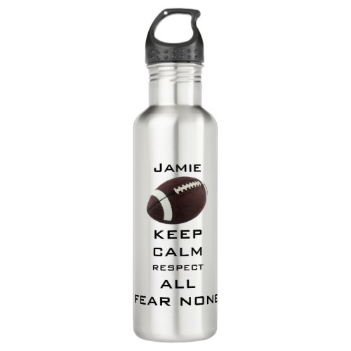 KEEP CALM RESPECT ALL FEAR NONE FOOTBALL ALUMINUM  STAINLESS STEEL WATER BOTTLE