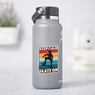 Keep Calm Retro Sunset Skateboard Kiss Cut Vinyl Sticker