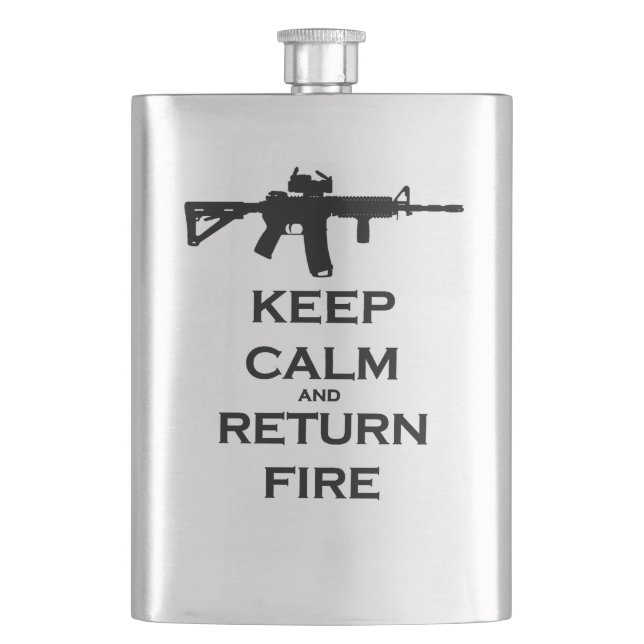 Keep Calm & Return Fire Flask (Front)