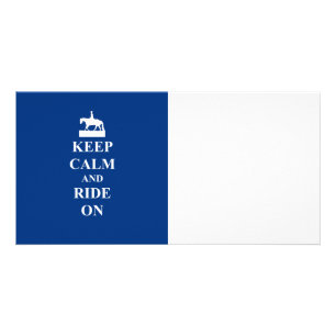 Keep calm & ride on (blue) card