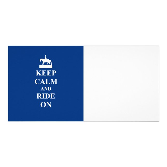Keep calm & ride on (blue) card (Front)