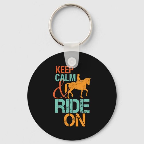 Keep Calm Ride On Horseback Riding Horse Rider Keychain