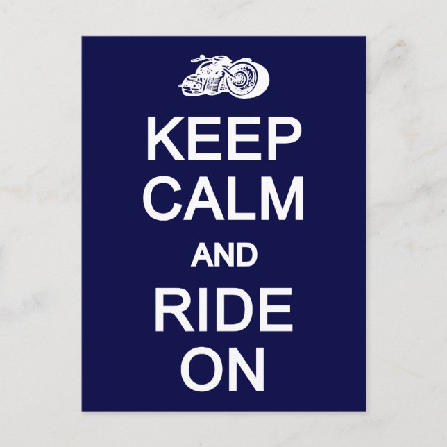 Keep Calm & Ride On postcard, customize Postcard (Front)