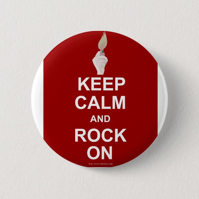 Keep Calm Rock On Pinback Button (Front)