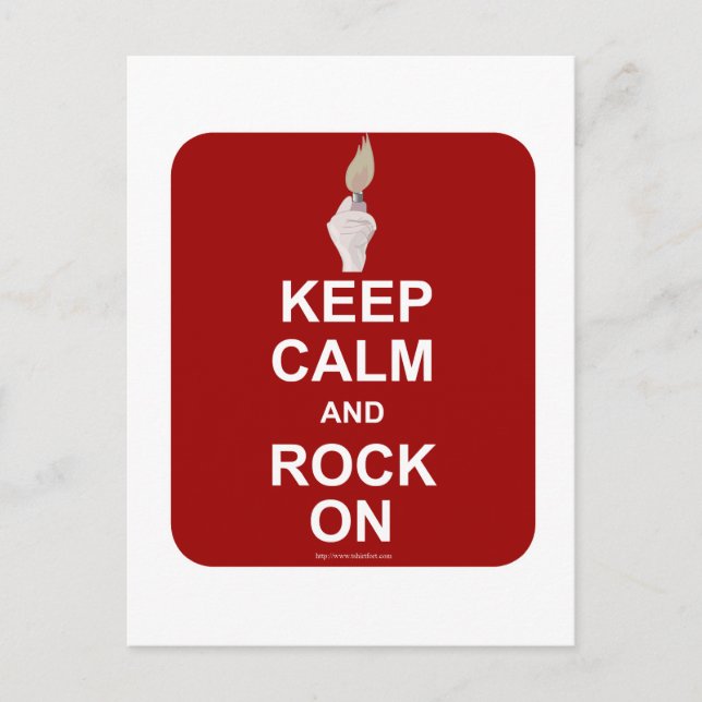 Keep Calm Rock On Postcard (Front)