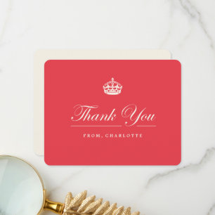 Keep Calm Royal Crown Chic Red 21st Birthday Party Thank You Card