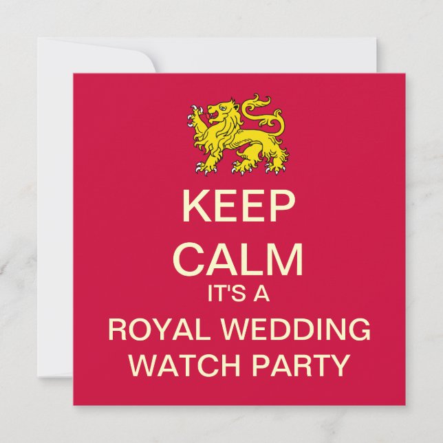 KEEP CALM Royal Wedding Party Invite (Lion) (Front)
