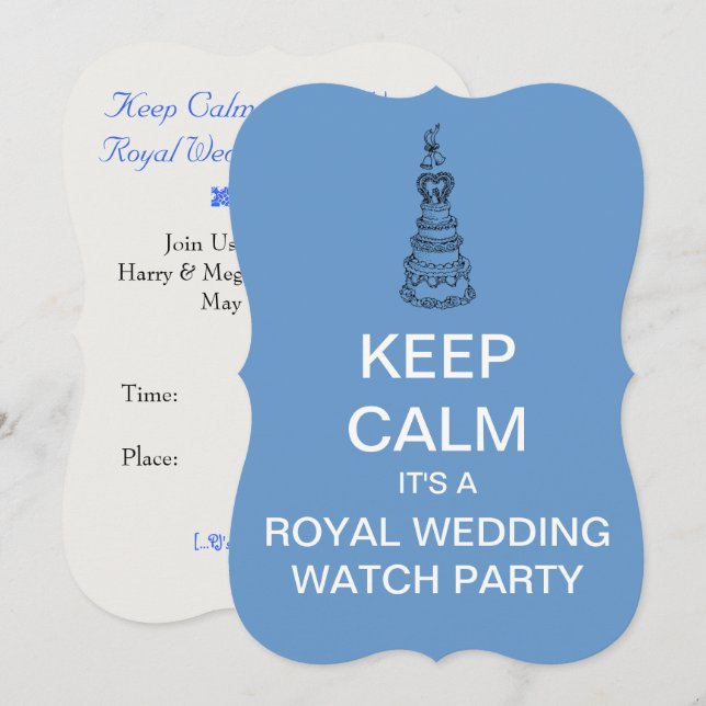 KEEP CALM Royal Wedding Watch Party Invite (Blue) (Front/Back)
