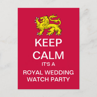 KEEP CALM Royal Wedding Watch Party Postcard