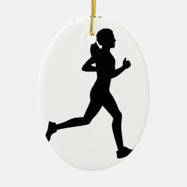 Keep calm & run on ceramic ornament (Front)