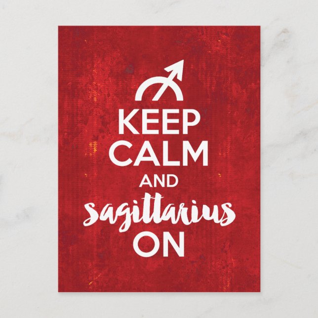 Keep Calm Sagittarius On Birthday Red Postcard (Front)