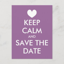 Keep calm save the date postcard Lavender purple