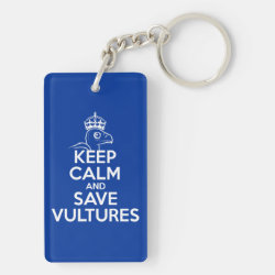 Keep Calm & Save Vultures Rectangle Keychain (double-sided)