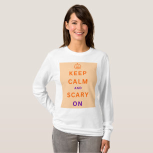 Keep Calm & Scary On Halloween text Orange Pumpkin T-Shirt