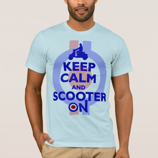 keep Calm Scooter On (blue) Mens T-shirt