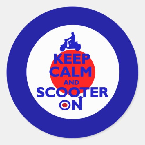 Keep Calm Scooter on Mod target Classic Round Sticker