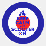 Keep Calm Scooter on Mod target Classic Round Sticker
