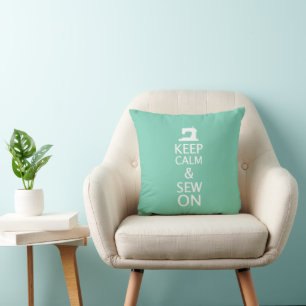 Keep Calm Sew On Crafts {Dark} Throw Pillow