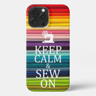 Keep Calm Sew On Crafts Rainbow Fabric iPhone Case