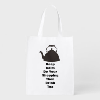Keep Calm Shop and Drink Tea Grocery Bag