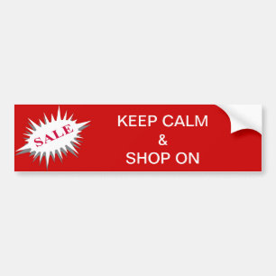 keep calm & shop on bumper sticker