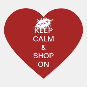 keep calm & shop on heart sticker
