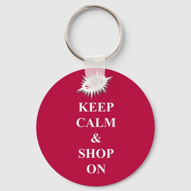 keep calm & shop on keychain (Front)