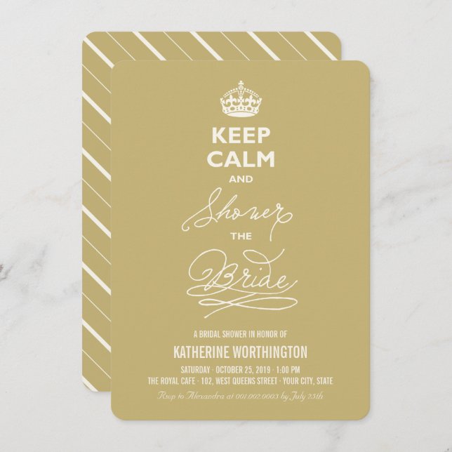Keep Calm Shower The Bride Funny Bridal Shower  Invitation (Front/Back)
