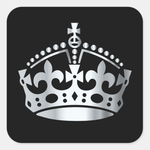 Keep Calm Silver Crown _ Change background Square Sticker