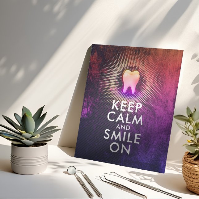 KEEP CALM & SMILE ON Dental Clinic Rose Gold Tooth Poster (Creator Uploaded)