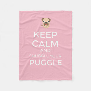Keep Calm & Snuggle Your Puggle - Custom BLANKET