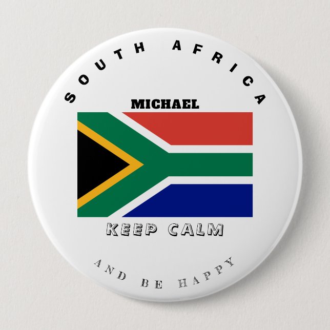 Keep Calm & South Africa Flag Button (Front)