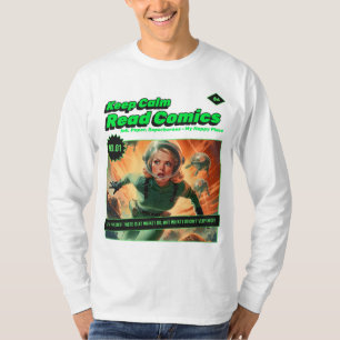 Keep Calm Space Girl Retro Comic Book Long Sleeve T-Shirt