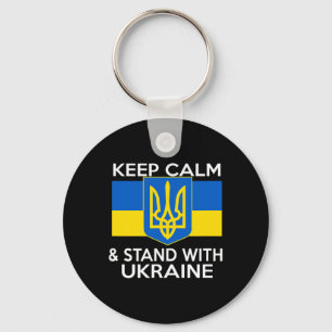 Keep Calm Stand With Ukraine Flag Coat Of Arms Sup Keychain